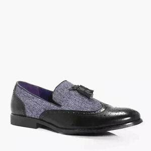 NEW NIB Boohooman Mix Panel Tassel Loafer by Belide, Size 10.5 US / 44 EU